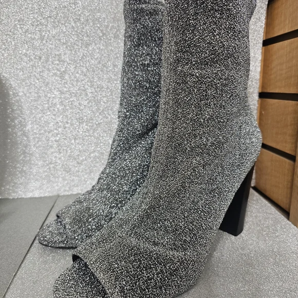 Jessica Simpson Glittering Silver Heeled Boots - Picture 1 of 5